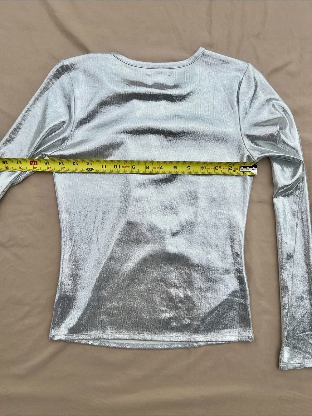 NWT $69 EVERY - Silver Metallic Long Sleeve Top - Picture 4 of 7
